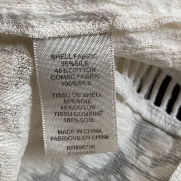 Rebecca Taylor Geo Clip Brocade Top Scoop Neck Shirt Blouse White Sz 4 - Picture 9 of 9